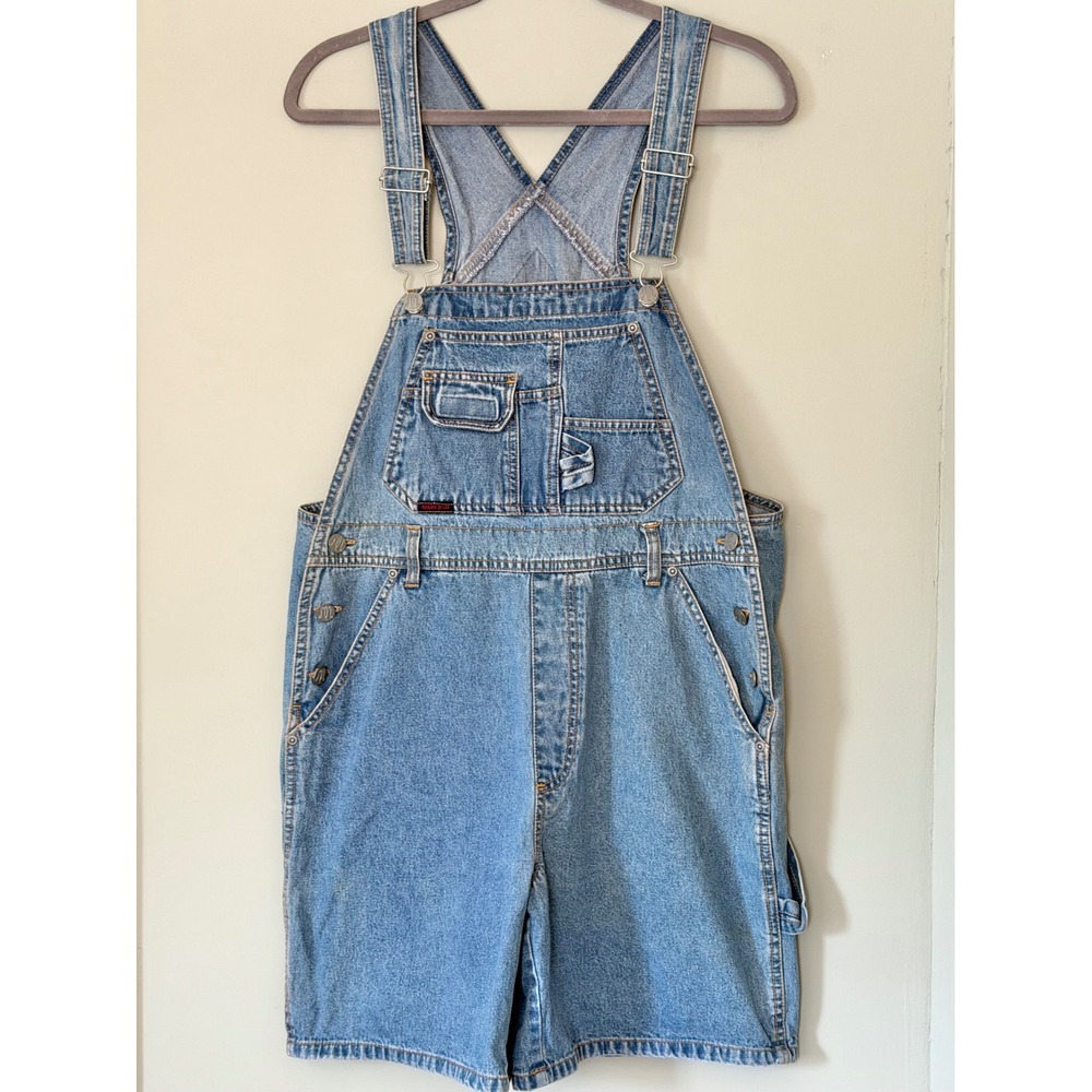 Vintage 90s Squeeze Jeans Denim Shortalls Medium Wash Carpenter Overalls Medium